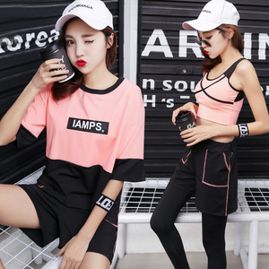 2018健身服女潮韩国速干衣大码胖mm宽松瑜伽服夏季健身房运动套装瑜伽服