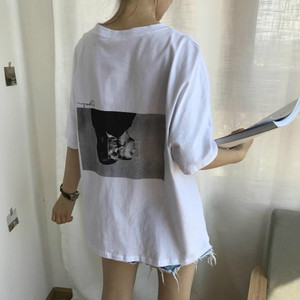 韩国ulzzang原宿风夏季宽松休闲女装学生百搭白色五分袖T恤上衣潮女装T恤