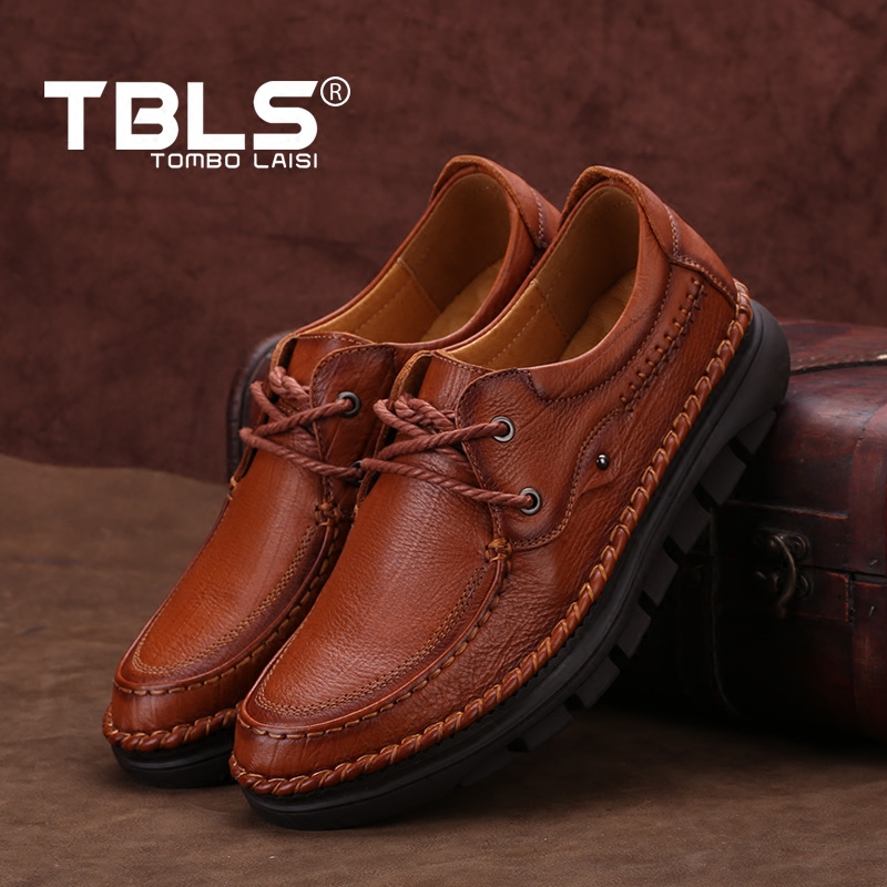 TBLS/汤铂莱斯单鞋新款英伦休闲男鞋系带商务皮鞋舒适软底休闲鞋