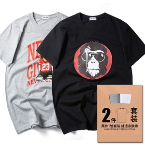 夏季男装潮流个性韩版短袖t恤衫 纯棉圆领加肥加大码胖子宽松半袖大码男装