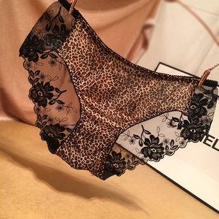 刺绣典雅迷人豹纹系列内裤女 性感蕾丝透明诱惑网纱女士三角内裤