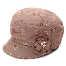 帽子女士秋天优雅花朵贝雷帽八角帽可折叠防晒遮阳帽中老年人妈妈