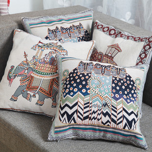 东南亚民族风格家居抱枕沙发靠垫加厚色织提花可拆洗大号特价包邮