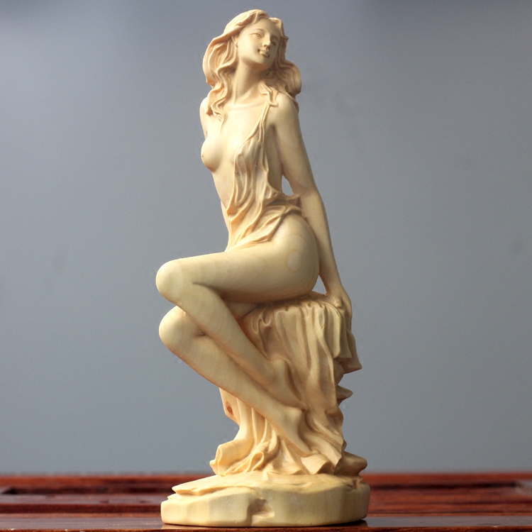 黄杨木雕实木手把件雕刻工艺品中式家居饰品美女人物客厅摆件女神