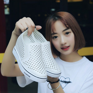 百搭秋冬白色运动鞋坡跟内增高小白鞋单鞋女2