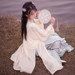 【流烟昔泠-梨花雪】日常原创汉服女装刺绣绣花褙子宋裤套非古装