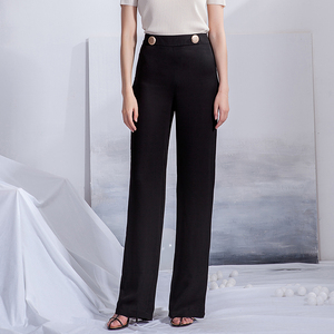 女直筒甩裤雪纺图片