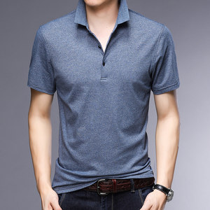 夏装中老年男polo衫短袖爸爸中年男装纯棉翻领