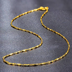 正品18k黄金 span class=h>项链 /span>女款 锁骨黄金元宝链 节节高 