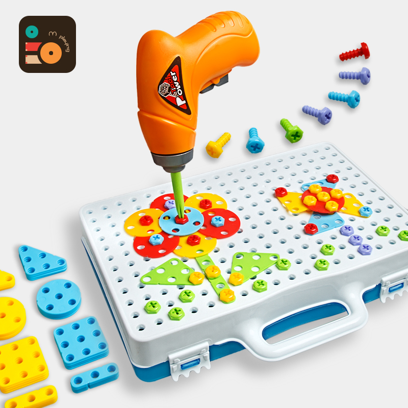 儿童动手拆装拧螺丝益智工具箱电钻玩具拼图男孩拆卸拼装组合积木