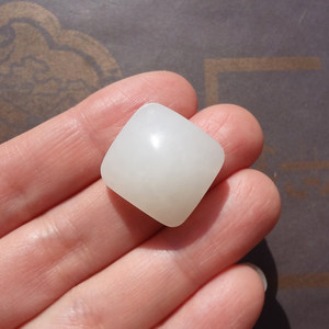 『时光匣』新疆和田玉籽料白玉苏工素面方形大戒面 可镶戒指吊坠