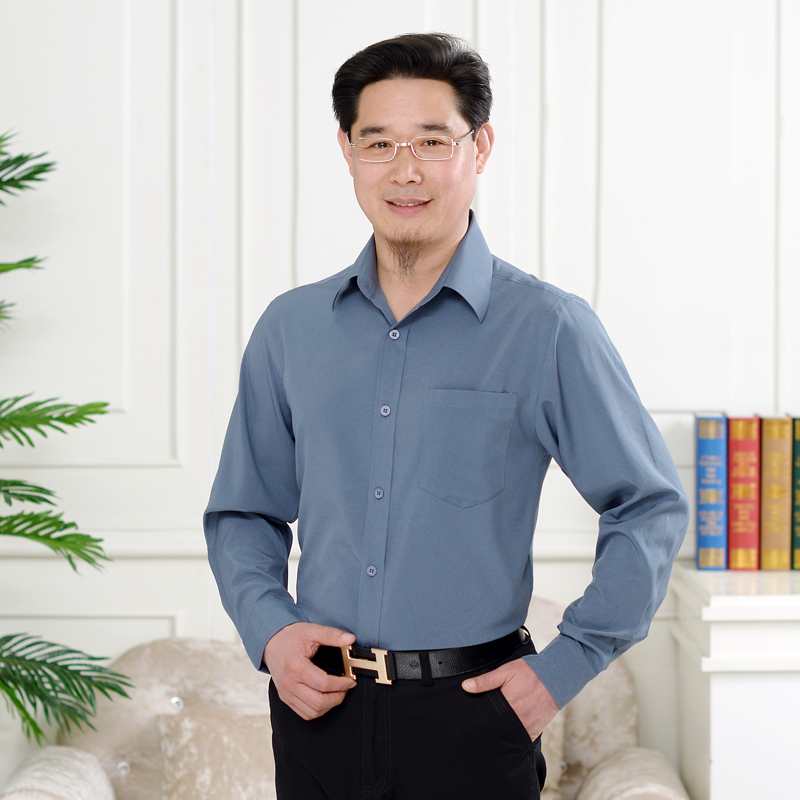 中老年衬衫男长袖 爸爸装纯白色春季男士短袖衬衣夏季老人衣服