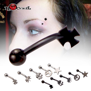 热波穿刺饰品欧美另类饰品 钛钢图案眉钉 眉环 眉骨钉 锁骨钉