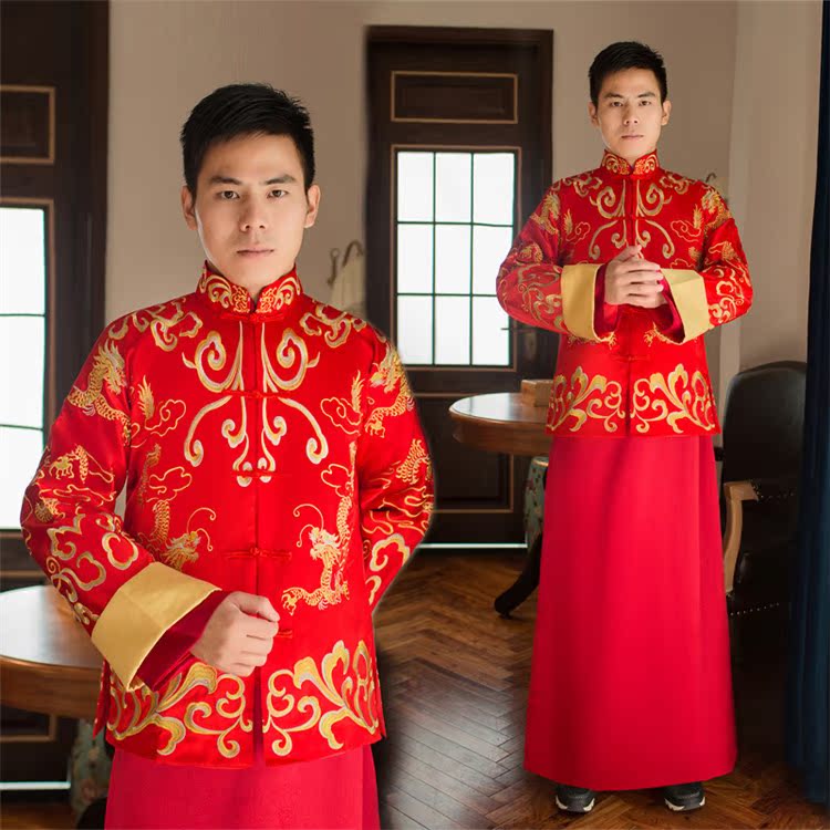 黄晓明同款秀禾服唐装中式婚礼新郎结婚男士龙凤褂礼服敬酒服男装