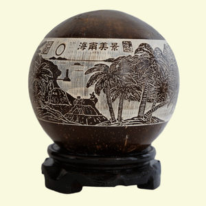 海南三亚特产椰雕工艺品风景画办公室客厅桌面装饰摆件送礼纪念