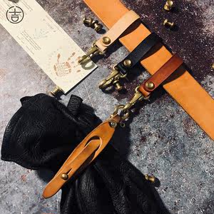 吉也原创户外 span class=h>腰带 /span>扣真牛皮腰挂钩文玩铜汽车 