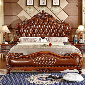 欧式皮床深色图片
