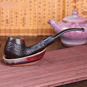 span>乌木手工过滤烟锅弯式小 span class=h>烟斗 /span>烟丝便携烟具