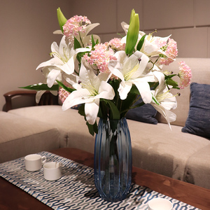 假花百合仿真花    摆设装饰 高档餐桌花瓶插花塑料花束单支花