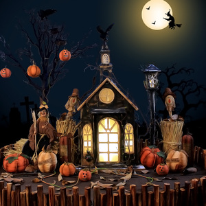 万圣节城堡 span class=h>酒 /span>吧商场大型装饰灯光鬼屋万圣节