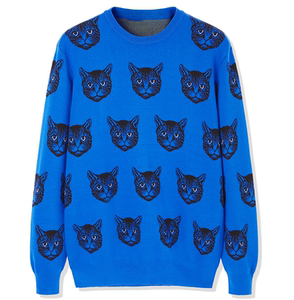 2109鸟牌春装情侣同款蓝色 span class=h>猫咪 /span>b1eb91220圆领 