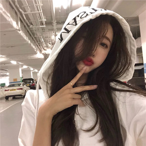 帅气街头t恤夏韩版宽松中长款连帽蹦迪衣嘻哈bf酷短袖女上衣潮ins