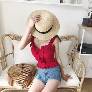 原宿 span class=h>风 /span>紧身上衣漏两肩夏装掉带衣服女2018新款