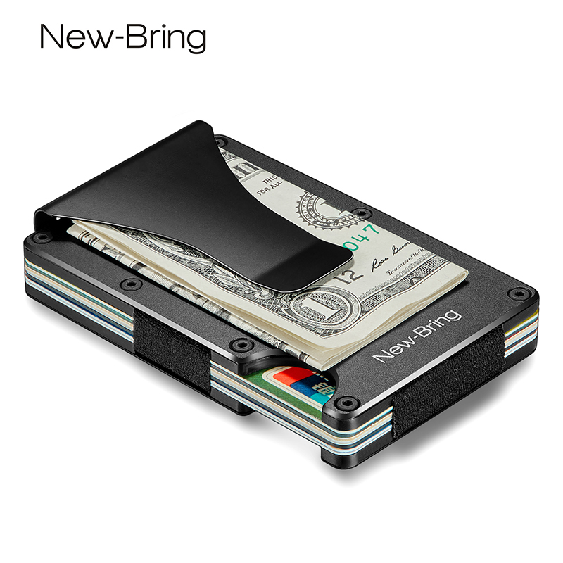 NewBring金属钱夹男超薄简约钱包男银行卡包创意信用卡片收纳神器
