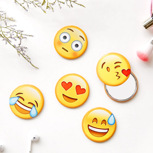 苹果emoji可爱表情化妆镜 女士随身化妆梳妆镜 旅行便携小化妆镜