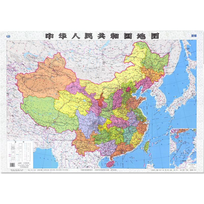 【现货】中国地图 2019全新版便携 中华人民共和国地图 1全张系列地图1：600W 中国地图贴图政区纸质 家用学习地理 学校教学地图