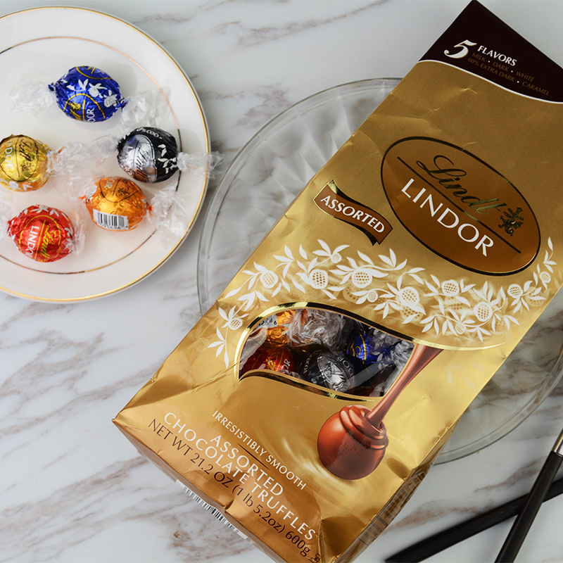 美国进口lindt/Lindor瑞士莲软心牛奶夹心黑巧克力600g婚庆喜糖果