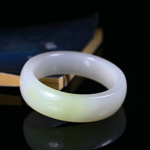 和田玉老坑青海翠青纯手工女手镯宽镯天然玉石