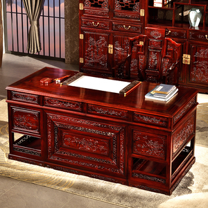 攀峰红木 span class=h>书桌 /span>大班台南美酸枝木新中式办公桌全