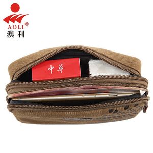 6寸手机包跑步腕包多功能帆布挂包手臂包男士