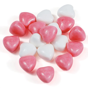 楽菋蜜桃心糖豆豆 粉白心形糖果 创意宝宝宴婚庆喜糖 节日零食