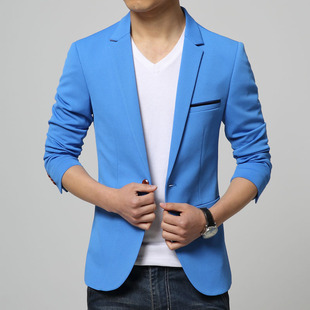 男士西装之家青少年男土海蓝色外套帅气男生年轻褂子秋男装便西服