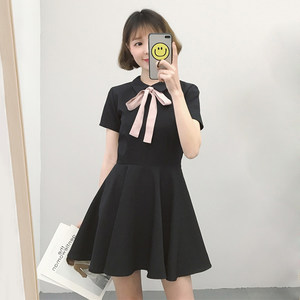 大学生裙子夏连衣裙清新2017新款韩版百搭中