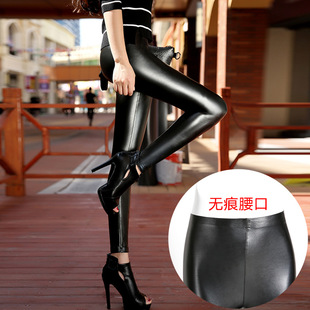 秋冬pu皮裤女加绒加厚外穿高腰显瘦踩脚无痕冬季保暖打底裤包邮