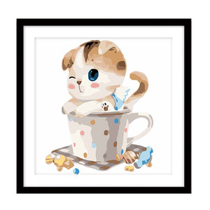 非之语 装饰画diy数字油画 动漫卡通动物大幅手绘画 猫系