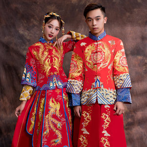 【中式婚纱礼服龙凤褂大码胖妹妹价格】最新中