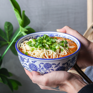 大号青花瓷兰州拉面专用碗牛肉面碗金龙碗酒店餐厅陶瓷大汤碗包邮