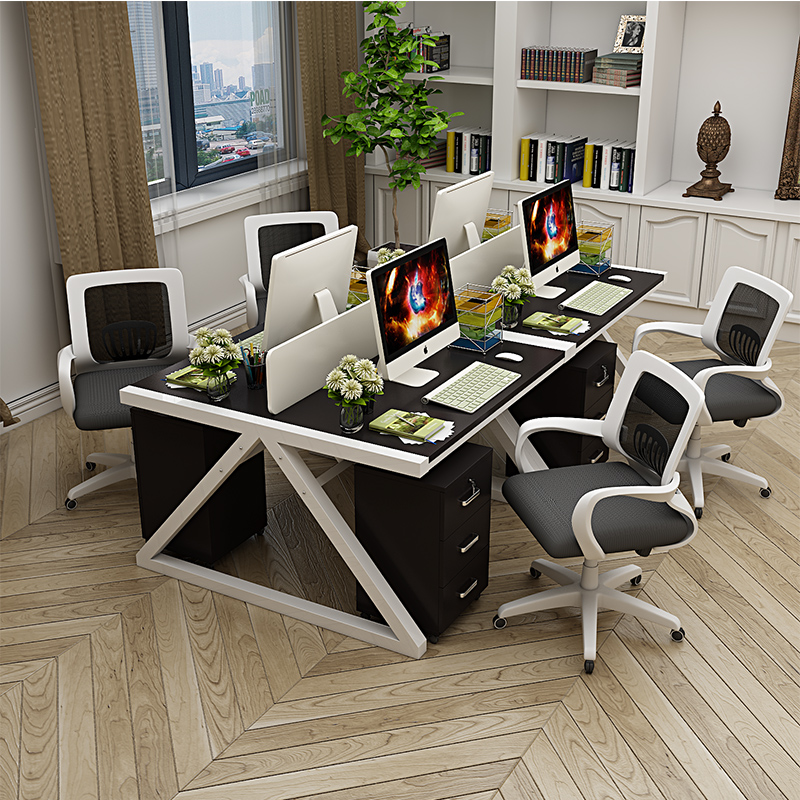 包邮职员办公桌多人电脑桌椅组合简约现代2/4人工作位屏风卡座