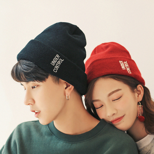 男女 span class=h>情侣帽 /span>韩版百搭针织毛线帽子情侣保暖男士