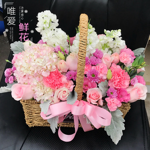 手提花篮康乃馨开业会议福州生日 span class=h>鲜花 /span>速递同城