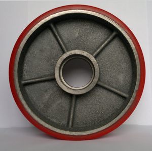 class=h>搬运车 /span>/叉车/大牛后轮重型铁芯聚氨脂耐磨180*50滑轮