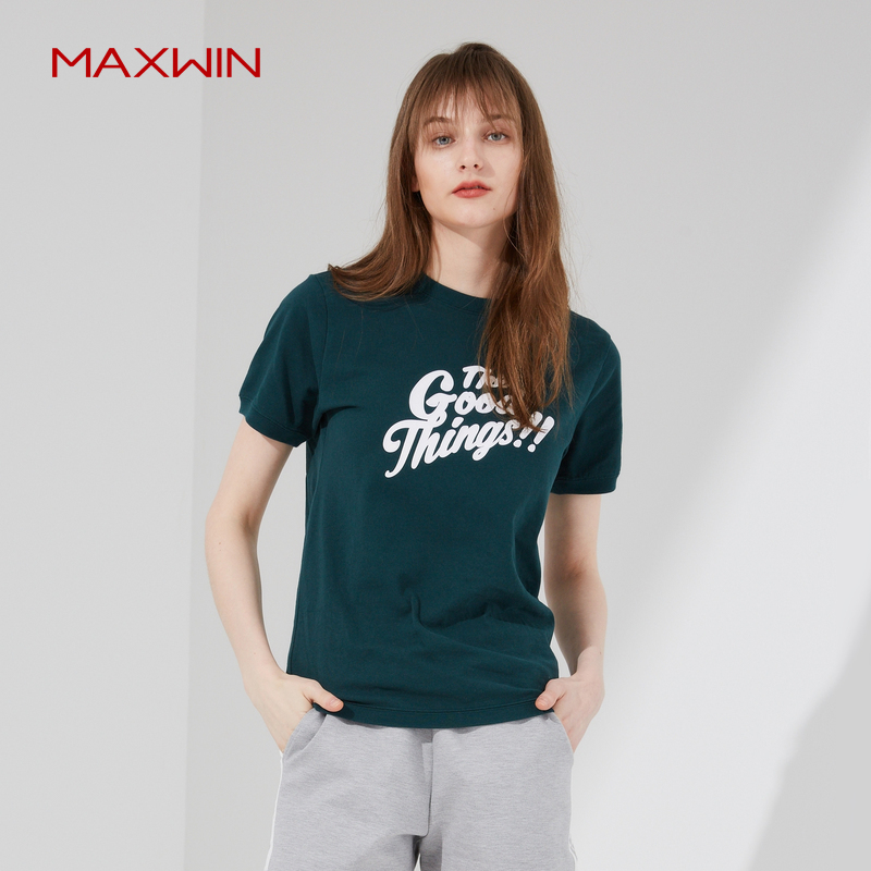 MAXWIN马威基础T短袖夏季新款舒适透气字母潮流短袖女款上装