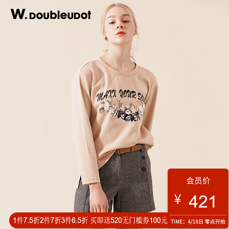 W.doubleudot达点秋冬新品韩版女时尚套头针织衫WW8WE6150