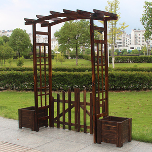 户外庭院花园公园装饰木拱门室外防腐木花架爬藤架木艺拱形栅栏门