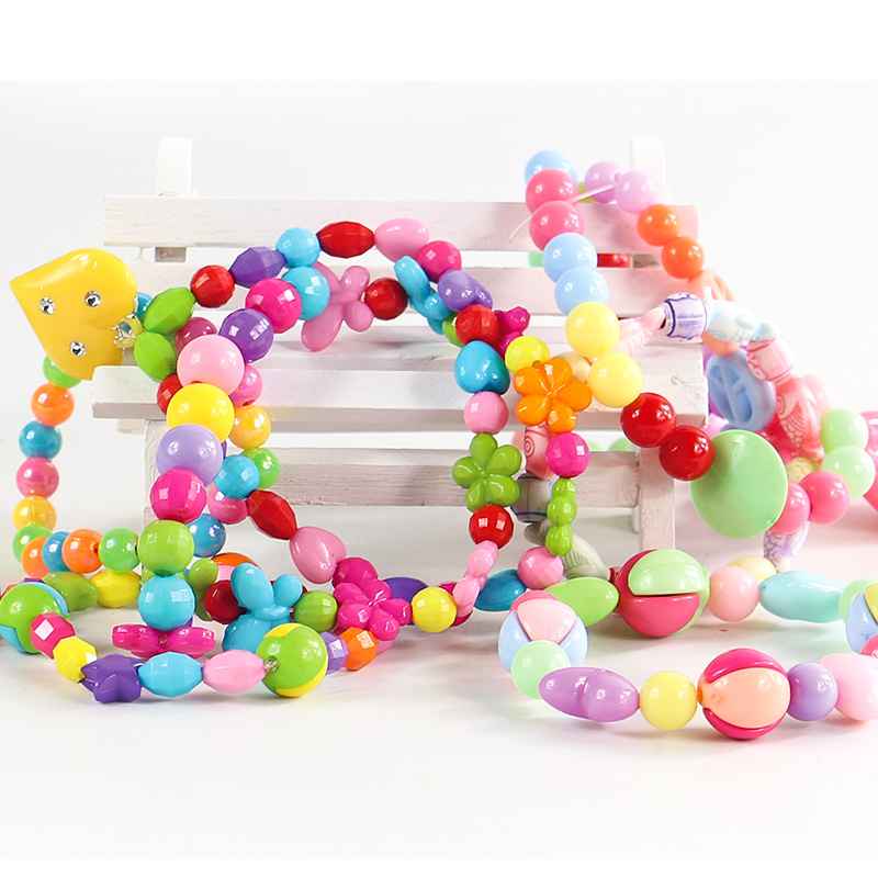 儿童手工课diy串珠益智玩具女孩弱视训练穿珠子手链项链生日礼物