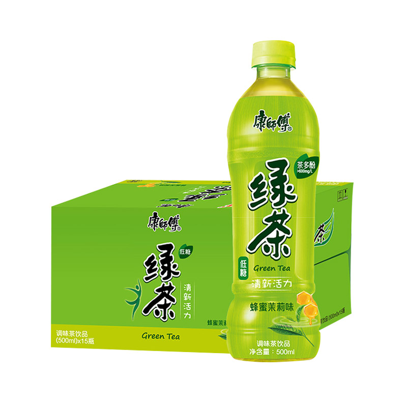 康师傅蜂蜜绿茶500ml*15瓶整箱饮料经典口味下午茶康师傅批发